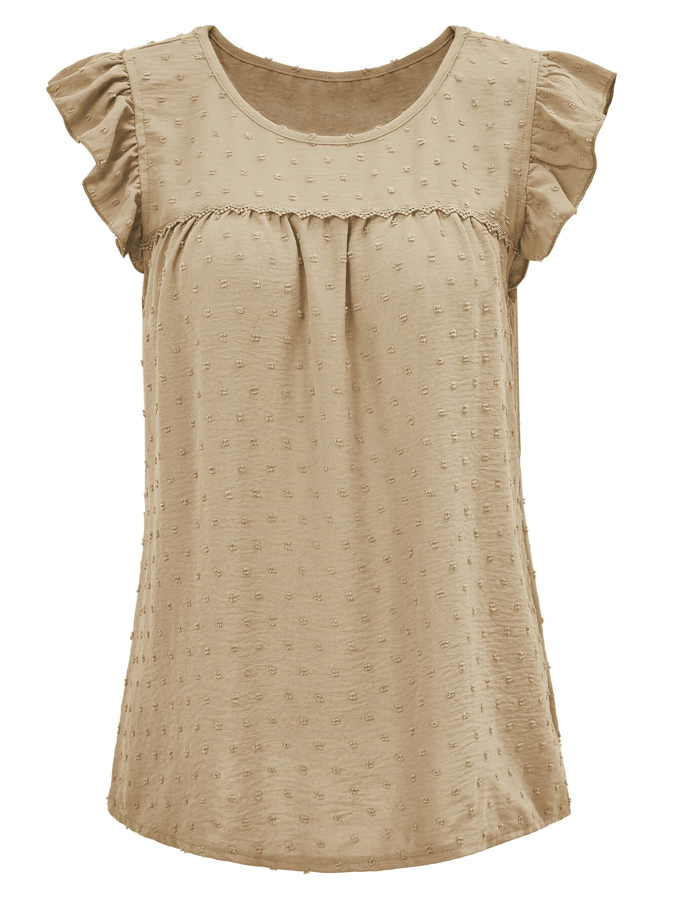 Meredith Short Ruffle Sleeve Top - Khaki