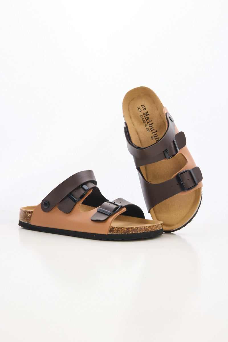 Maibulun | Double Strap Slingback Footbed Sandal - Tan