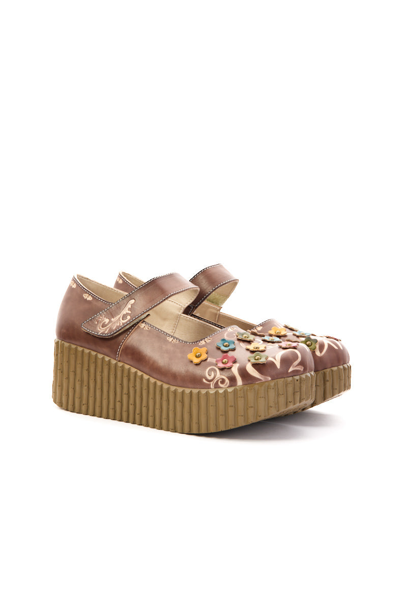 Soffia | Lively Poppy Leather Wedge Mary Jane