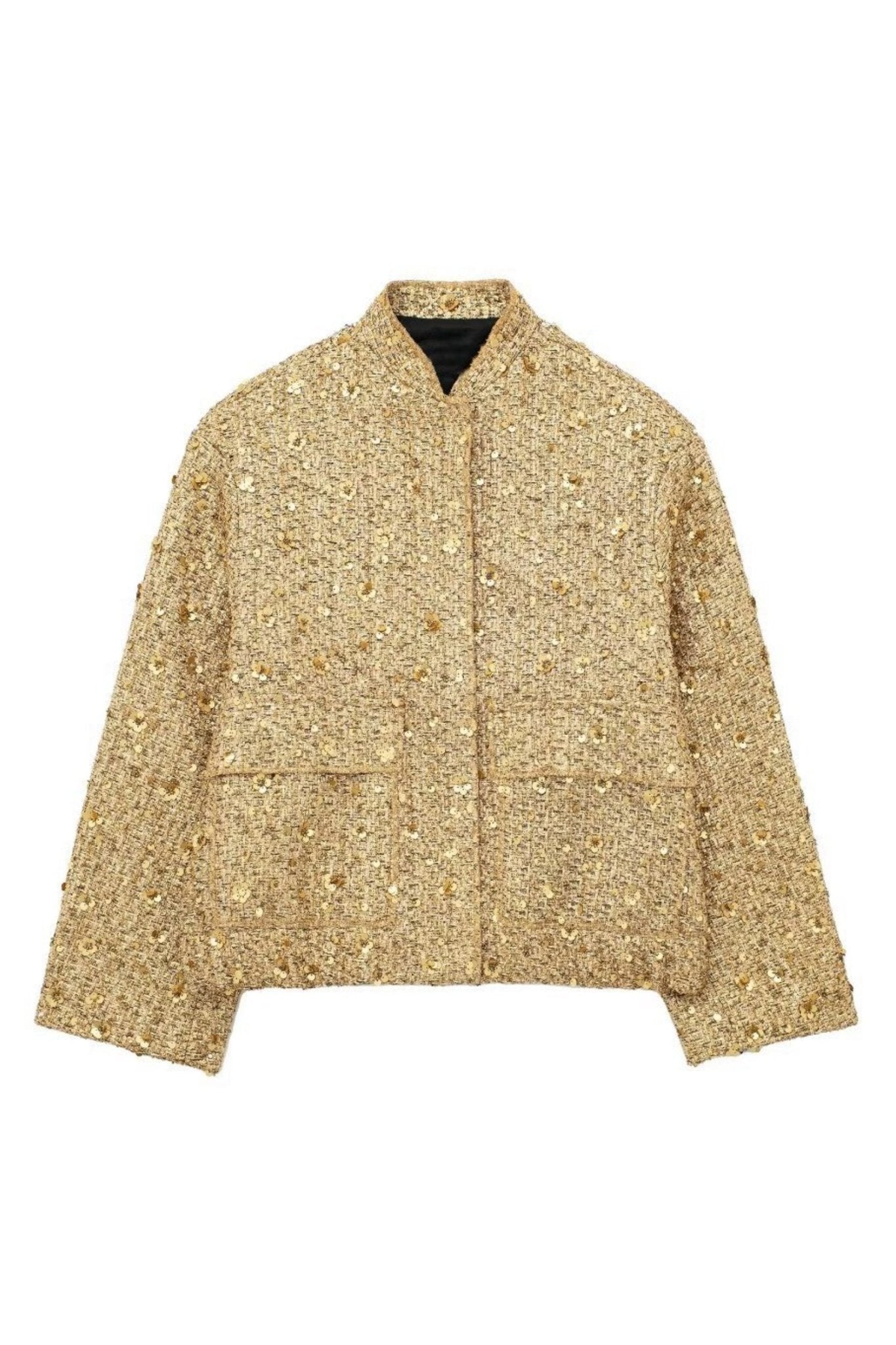 Kimberly Collared Metallic Sequins Jacket