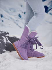 SMAIBULUN Ugg | Ribbon Lace-Up Faux Fur-lined Suede Boot - Lavender