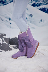 SMAIBULUN Ugg | Ribbon Lace-Up Faux Fur-lined Suede Boot - Lavender