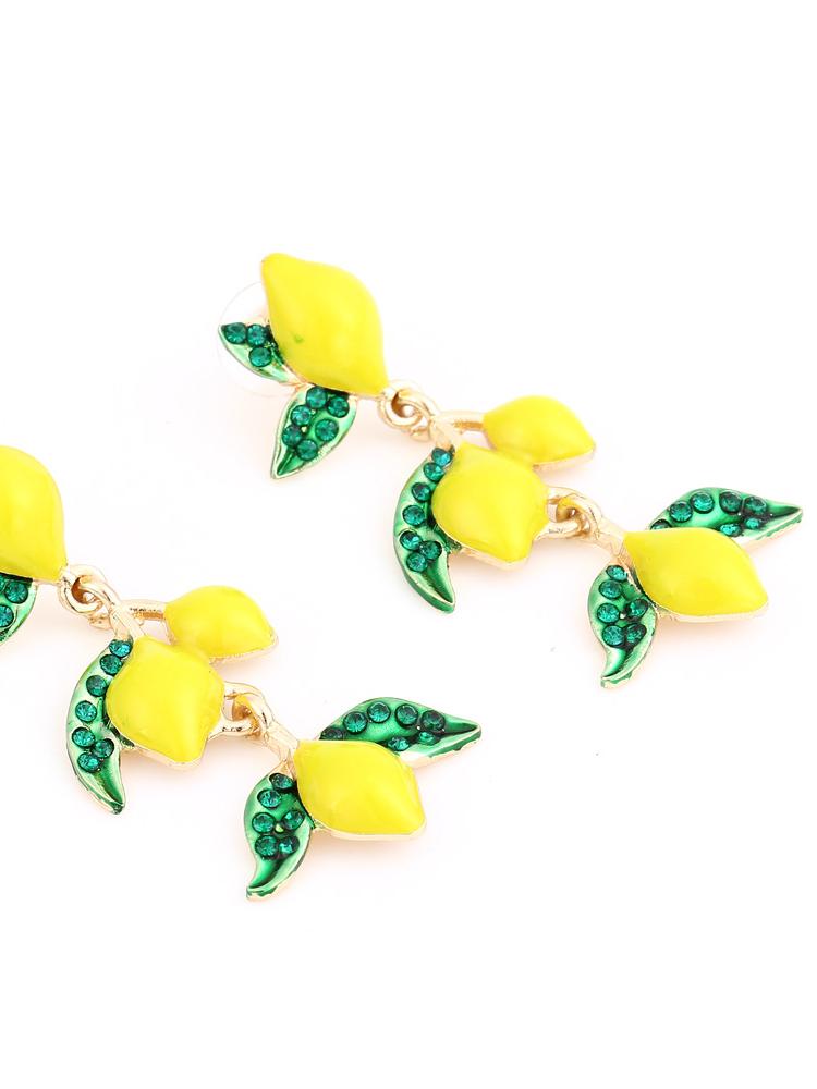 Lemon Tree Diamante Drop Earrings