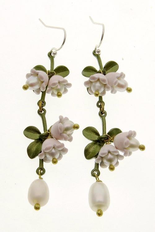 Lilys Leaf Pearl Drop Earrings