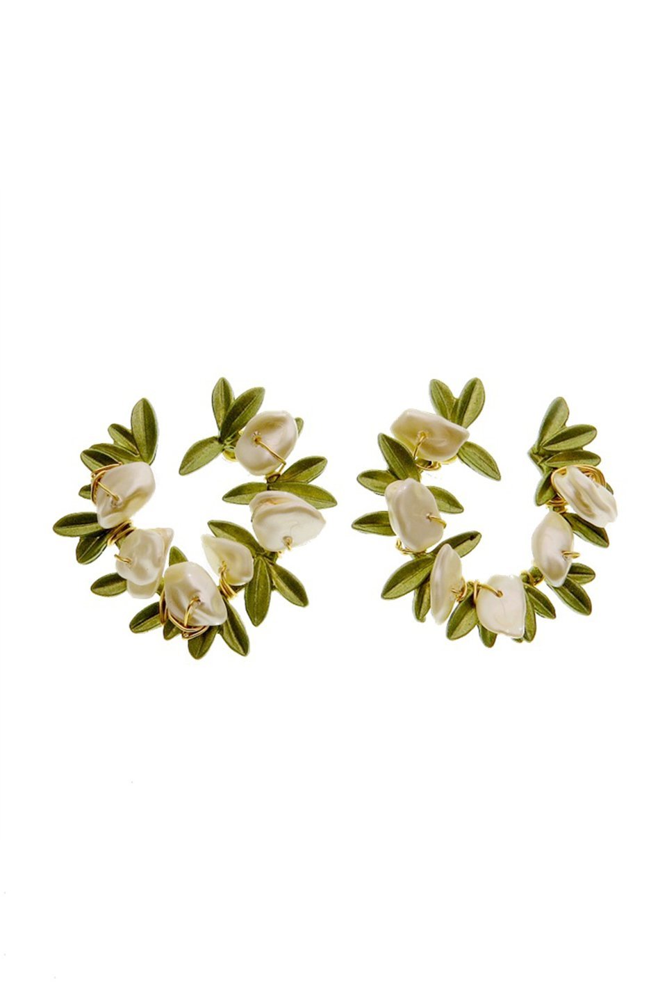 Lilys Leaf Pearl Drop Earrings