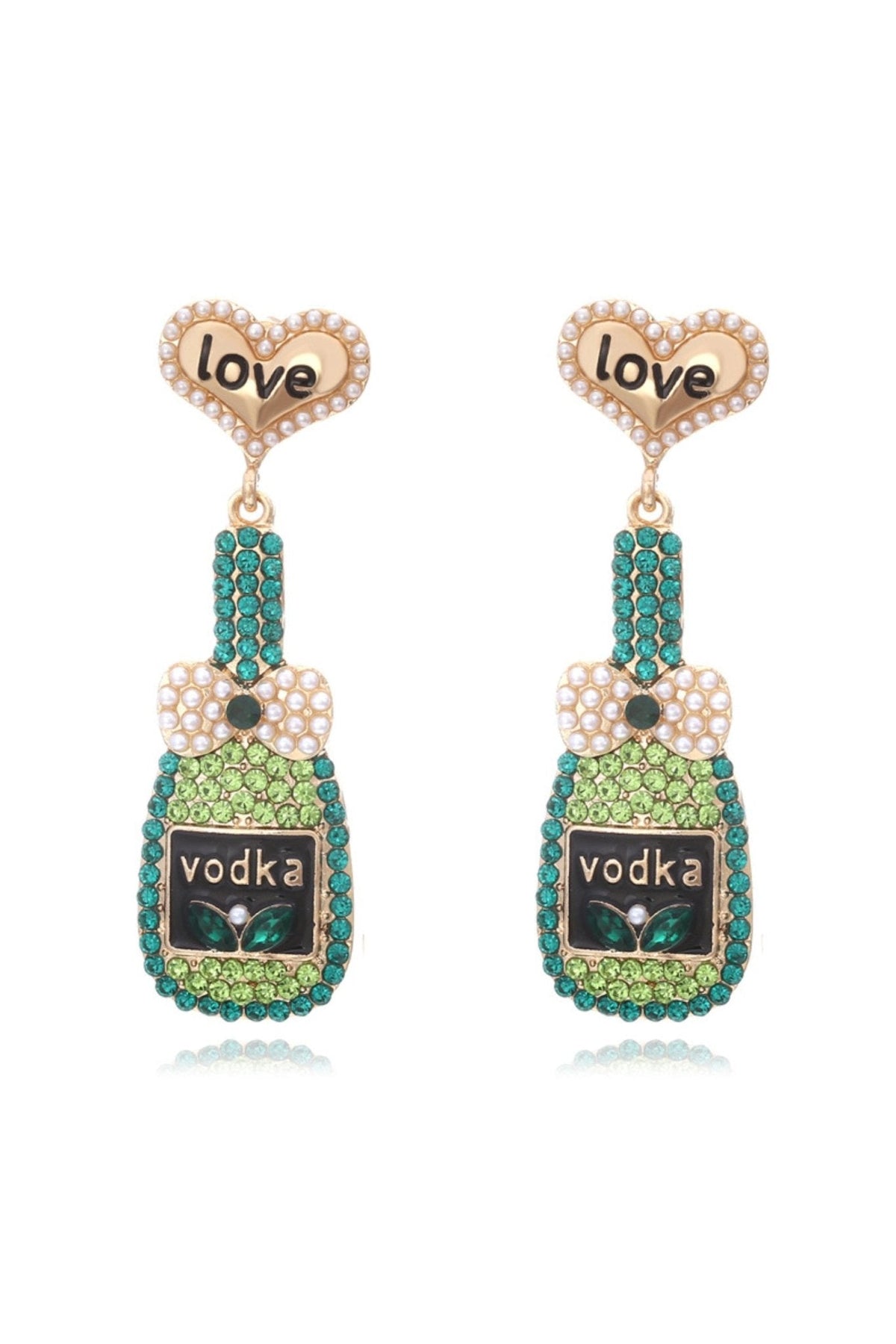 Love Bottle Diamante Pendant Earrings