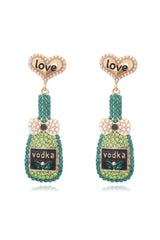 Love Bottle Diamante Pendant Earrings