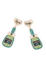 Love Bottle Diamante Pendant Earrings