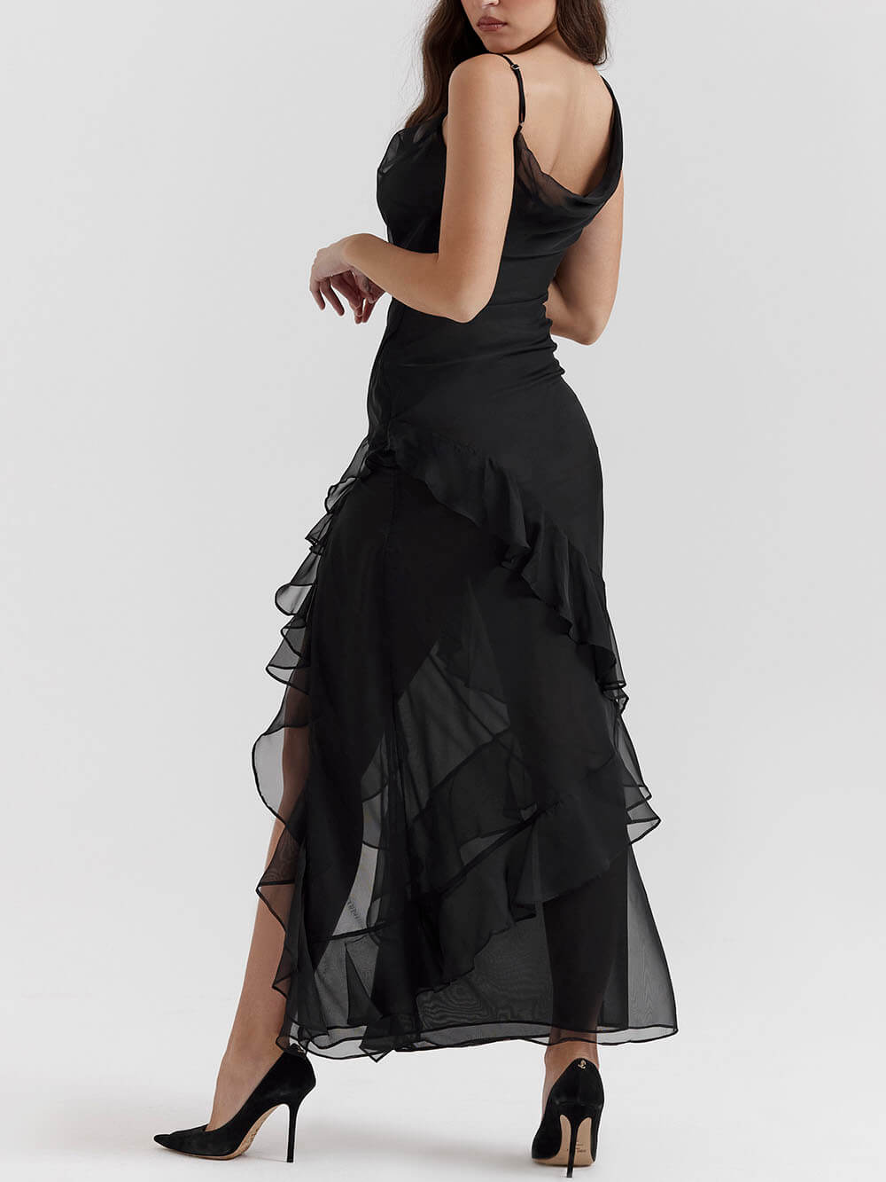 Black Ruffle Maxi Dress