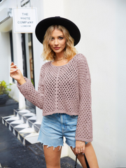 Lenora Long Sleeve Pullover Top - Mauve