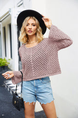 Lenora Long Sleeve Pullover Top - Mauve