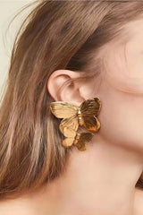 Metal Butterfly Drop Earrings