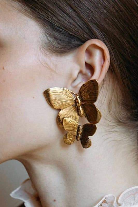 Metal Butterfly Drop Earrings