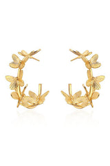 Metallic Butterfly C-Shaped Earrings