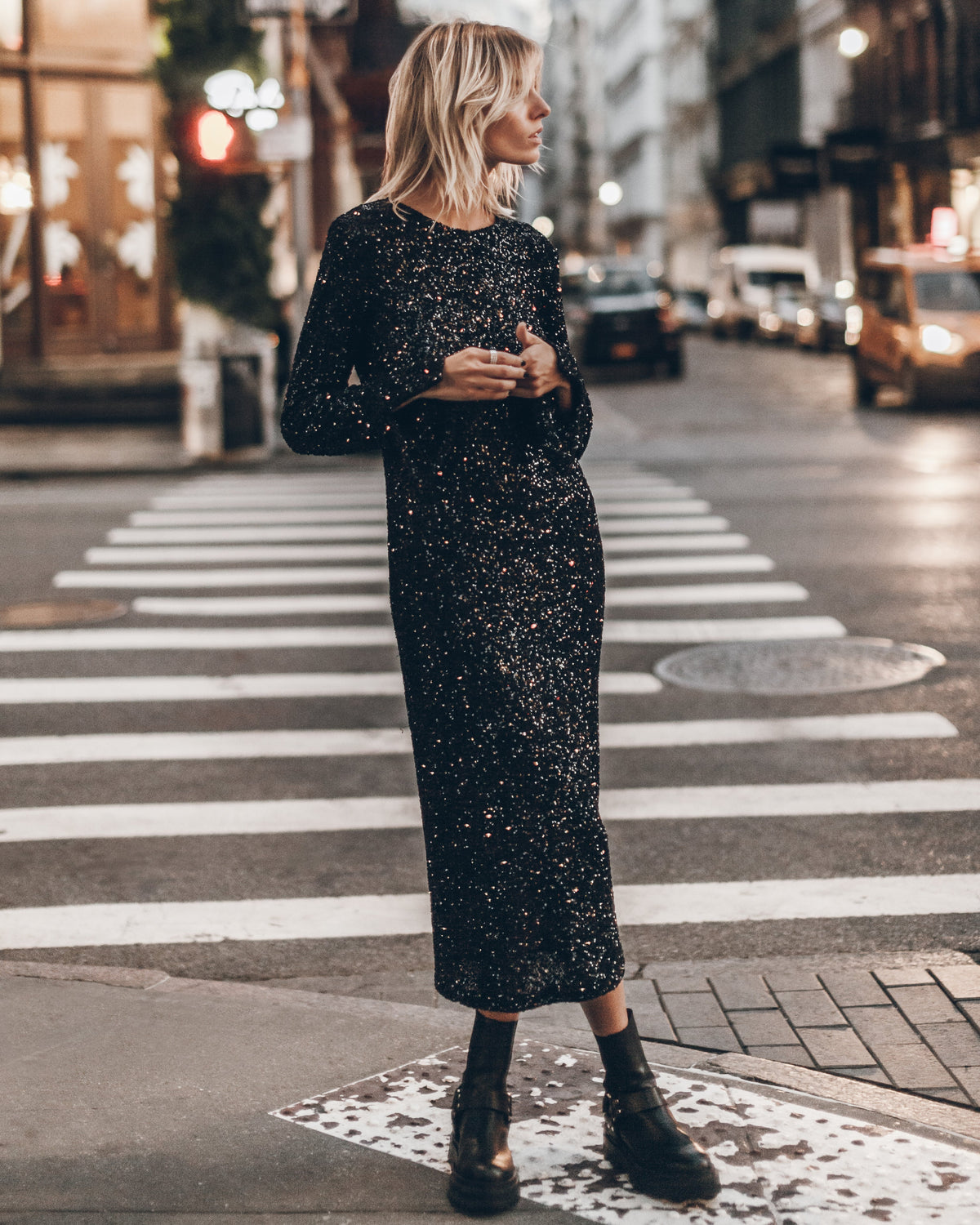 The Black Long Sequin Dress