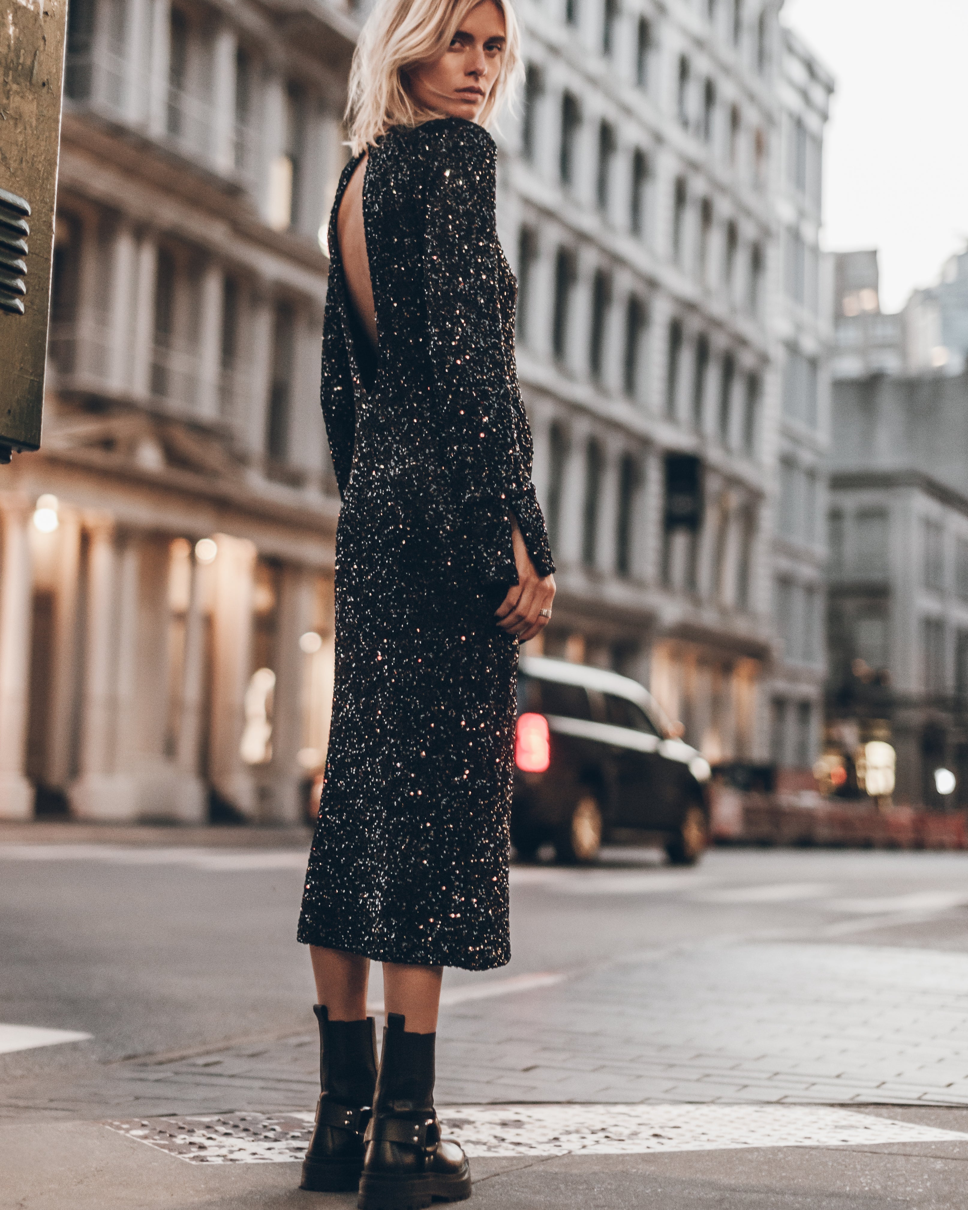 The Black Long Sequin Dress