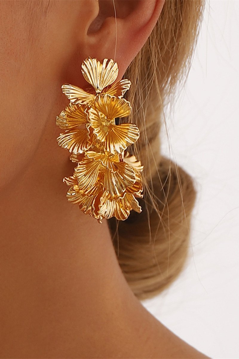 Multi-Layer Floral C-Shaped Earrings