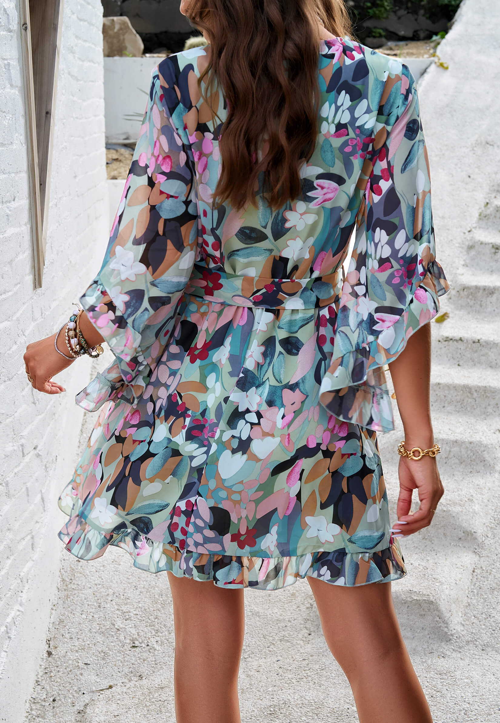 Sienna Floral Wrap Mini Dress - Multi