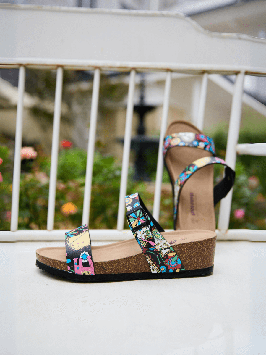 Maibulun | Stark Strap Footbed Wedges - Multi