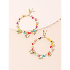 Myra Rainbow Beaded Butterfly Hoop Earrings