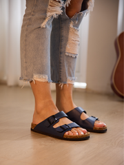 Maibulun | Signature Double Strap Footbed Sandal - Navy