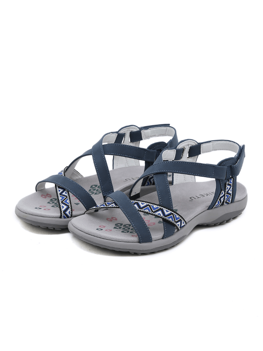 Siketu | Abstract Embroidered Strap Comfy Sandal