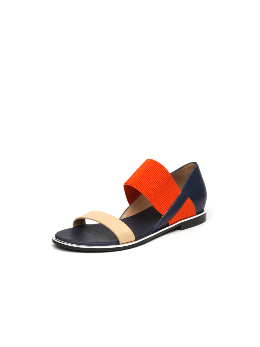 JADY ROSE | STRAP-DETAIL LEATHER SANDAL - NAVY