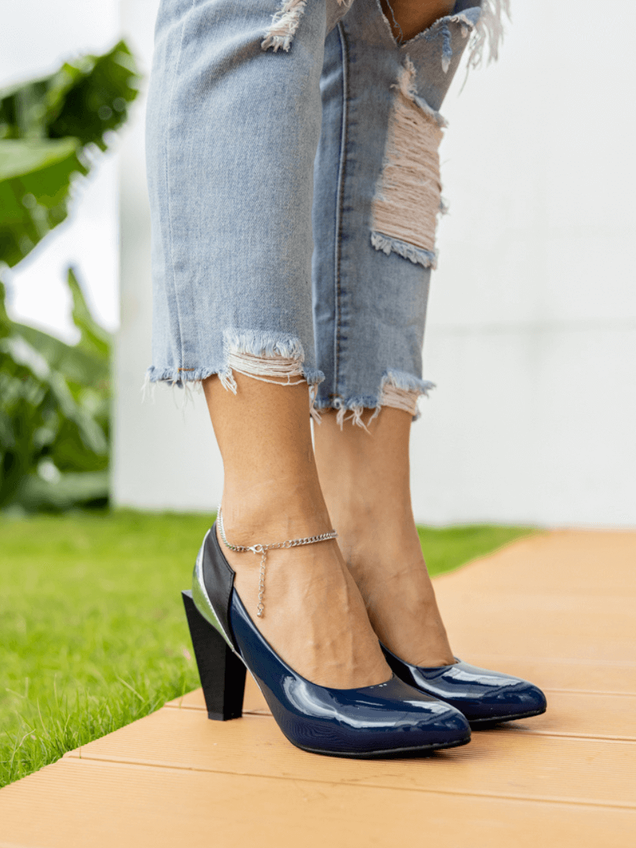 Jady Rose | Stay Stealth Leather Pump - Navy