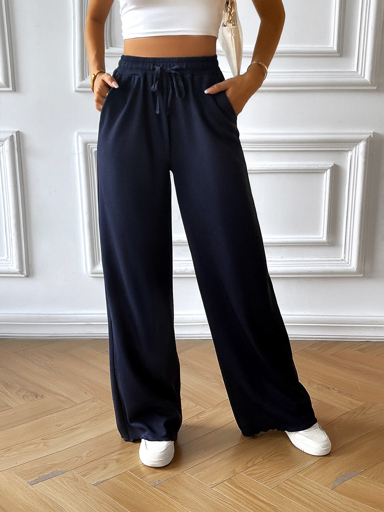 On the Coast Relaxed Pocketed Pants - Navy