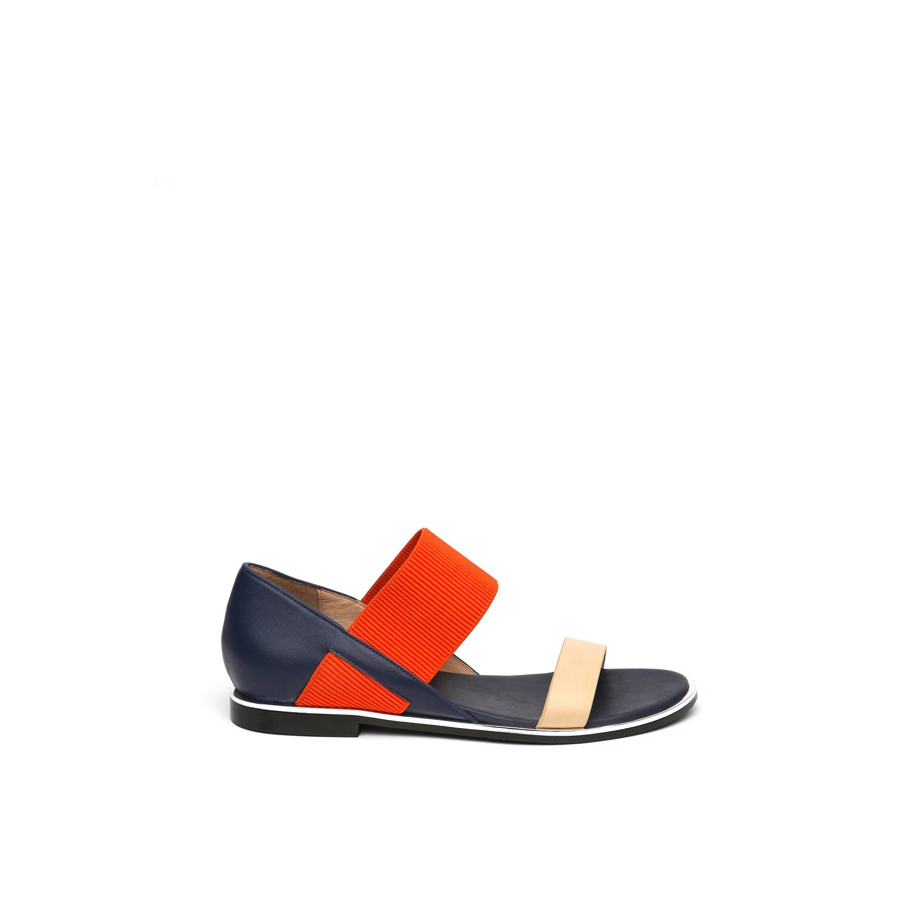 JADY ROSE | STRAP-DETAIL LEATHER SANDAL - NAVY