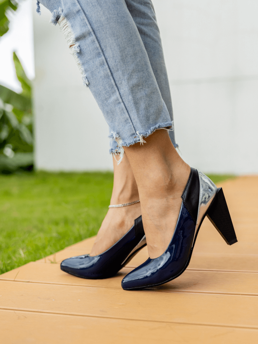 Jady Rose | Stay Stealth Leather Pump - Navy