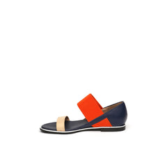 JADY ROSE | STRAP-DETAIL LEATHER SANDAL - NAVY