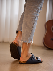 Maibulun | Signature Double Strap Footbed Sandal - Navy