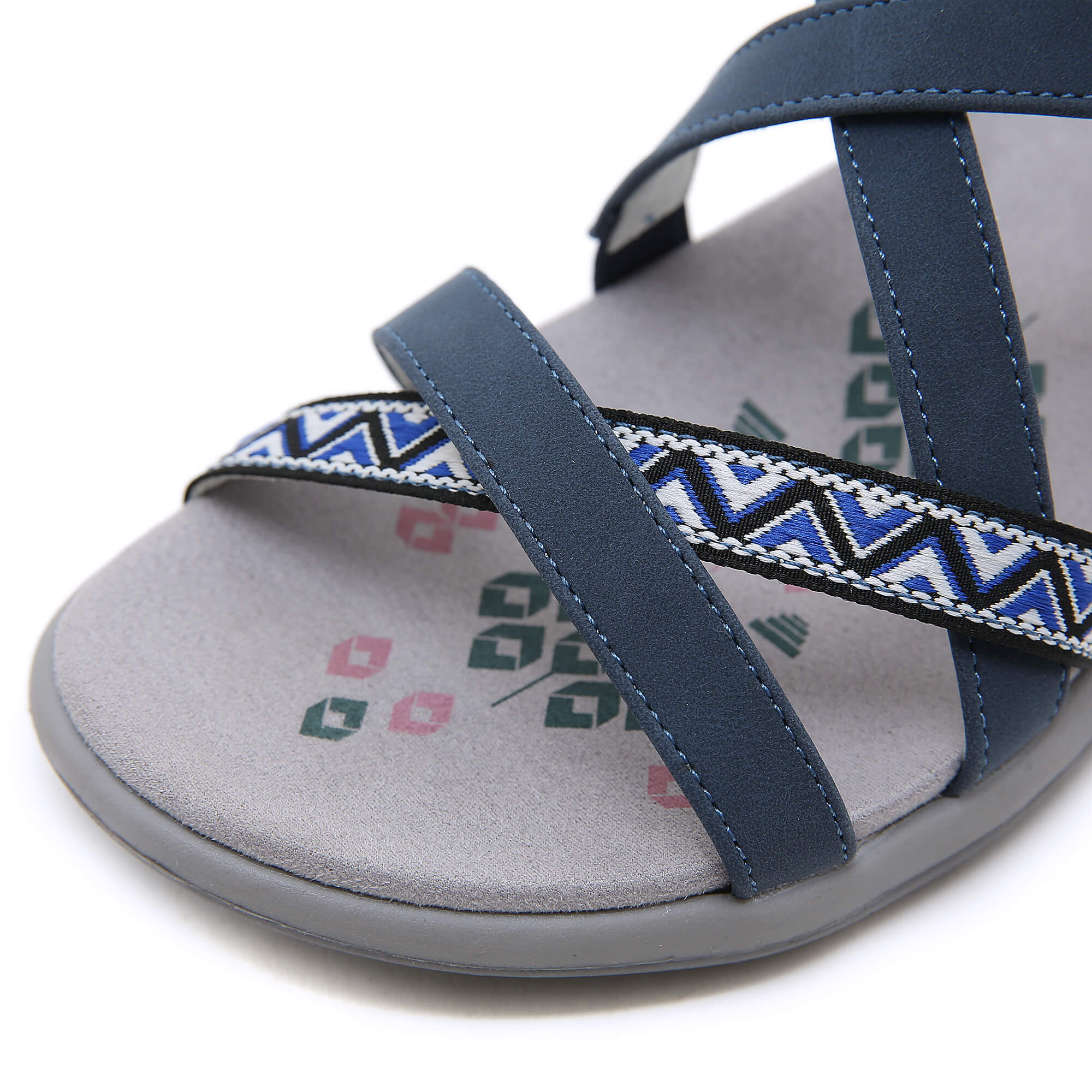 Siketu | Abstract Embroidered Strap Comfy Sandal