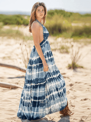 Beach Paradise Tie-Dye Maxi Dress - Navy