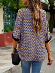 Time Will Tell Printed Blouse - Navy