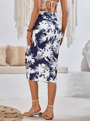 Carlene Tropical Midi Skirt - Navy