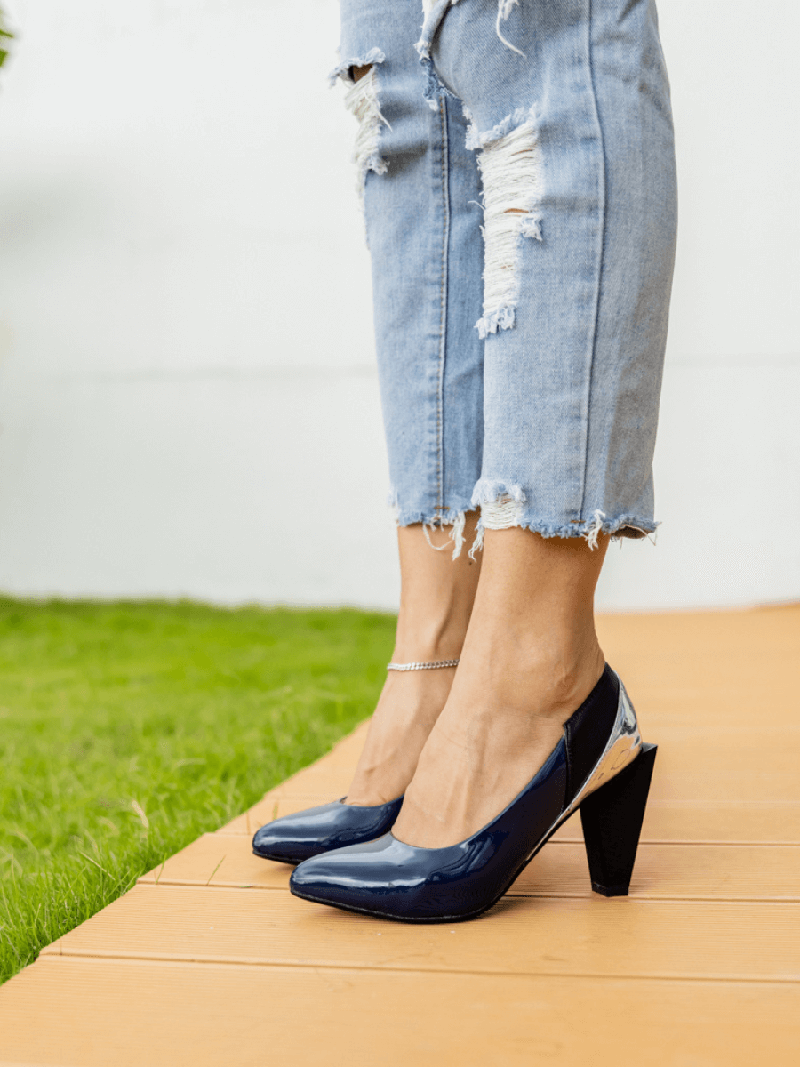 Jady Rose | Stay Stealth Leather Pump - Navy