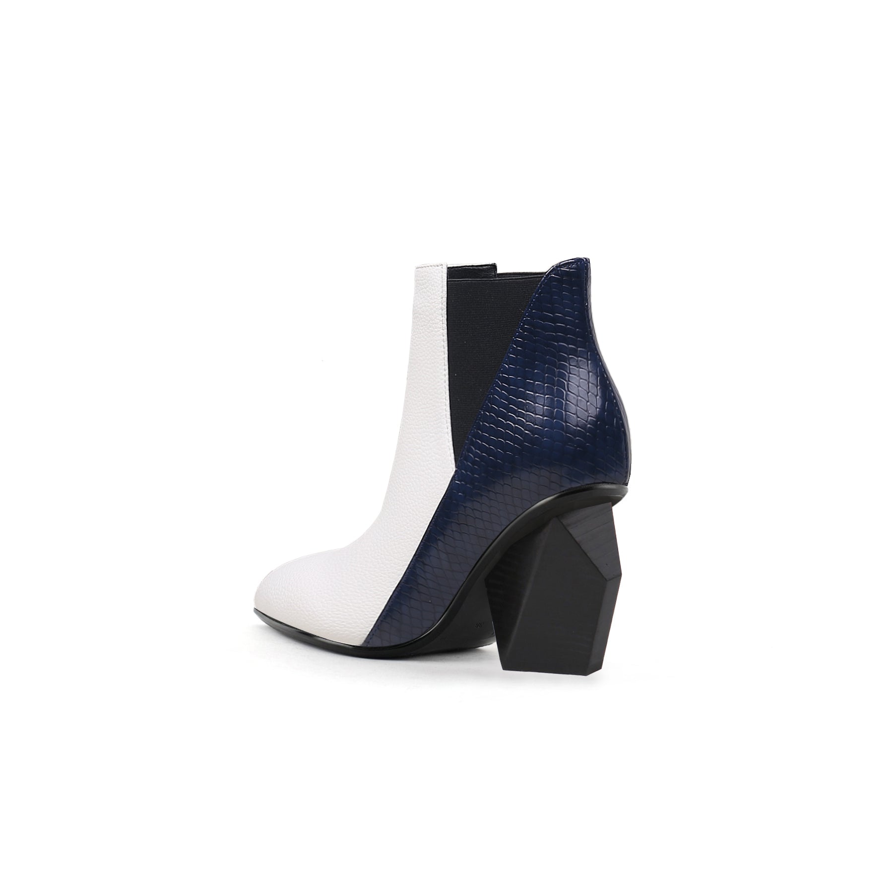 JADY ROSE | BLOCK HEEL LEATHER ANKLE BOOTIE - NAVY