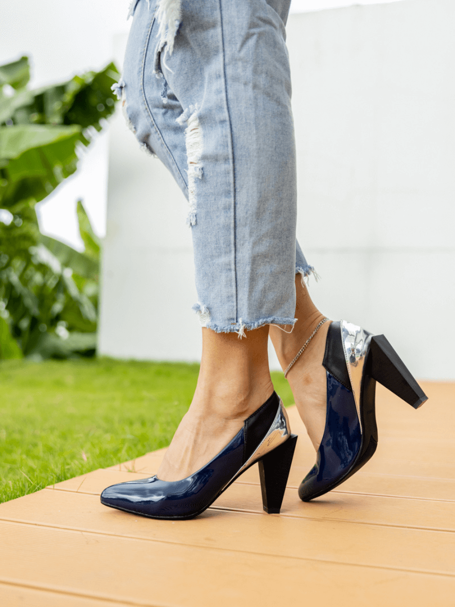 Jady Rose | Stay Stealth Leather Pump - Navy