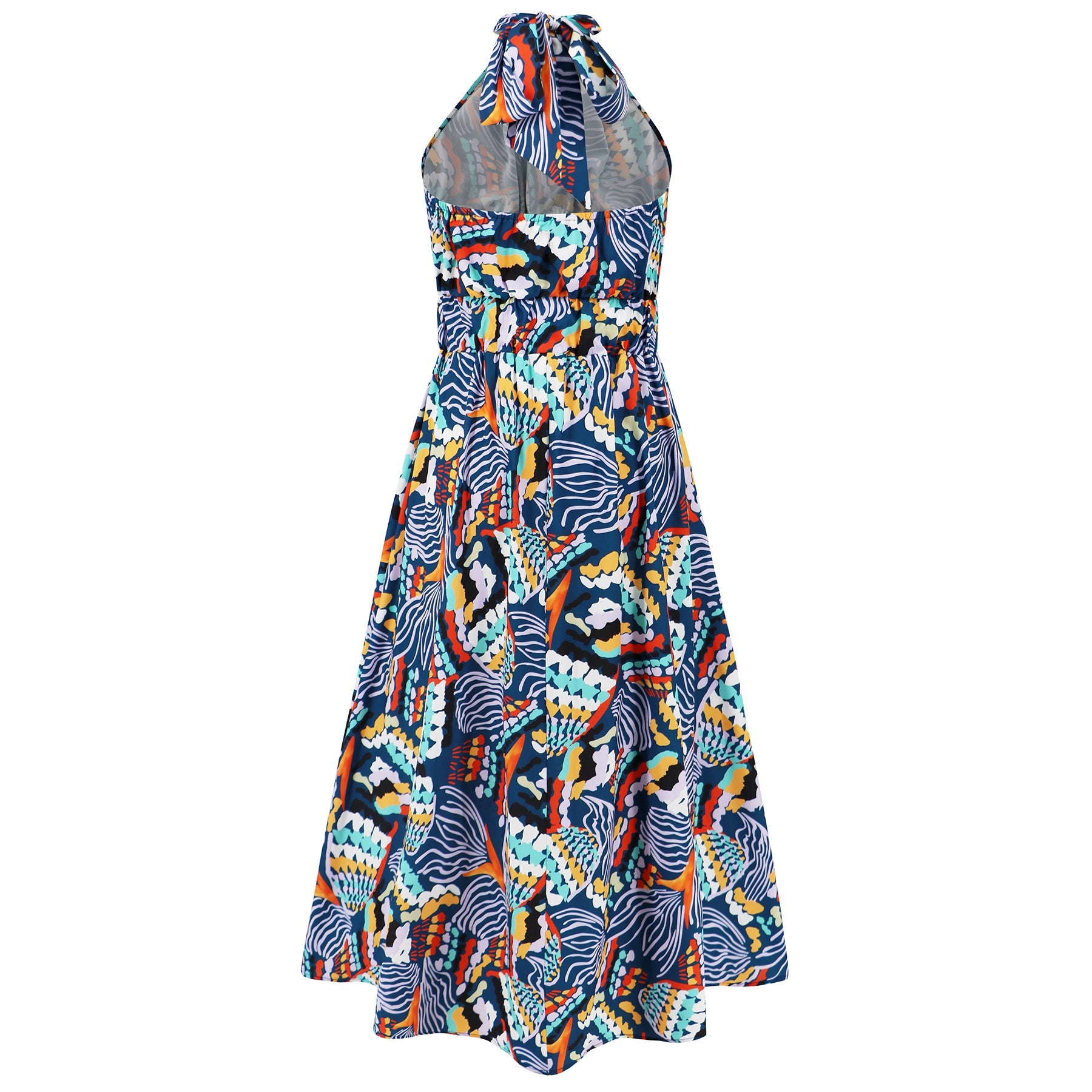 Addison Halter Neck Floral Print Maxi Dress - Navy