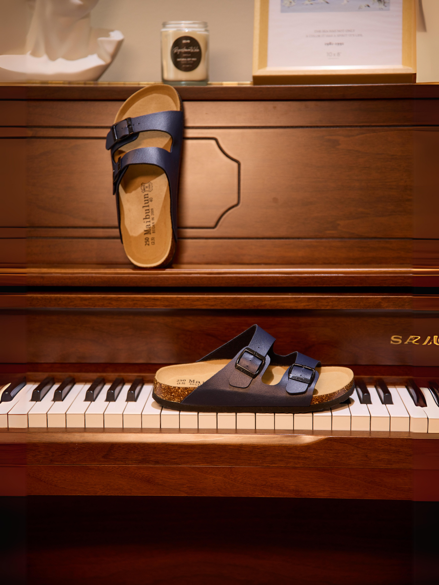 Maibulun | Signature Double Strap Footbed Sandal - Navy