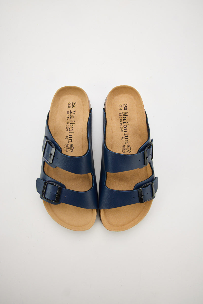 Maibulun | Signature Double Strap Footbed Sandal - Navy