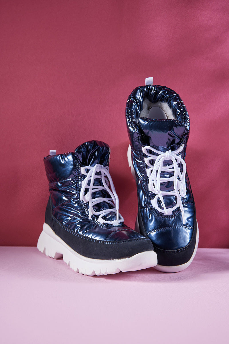 Frozen Princess | Stone Tyra Water-Repellent Snow Boot - Navy