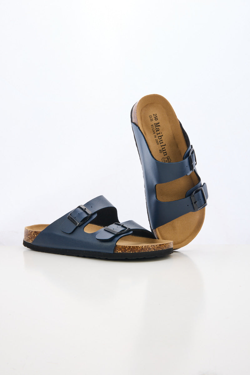 Maibulun | Signature Double Strap Footbed Sandal - Navy