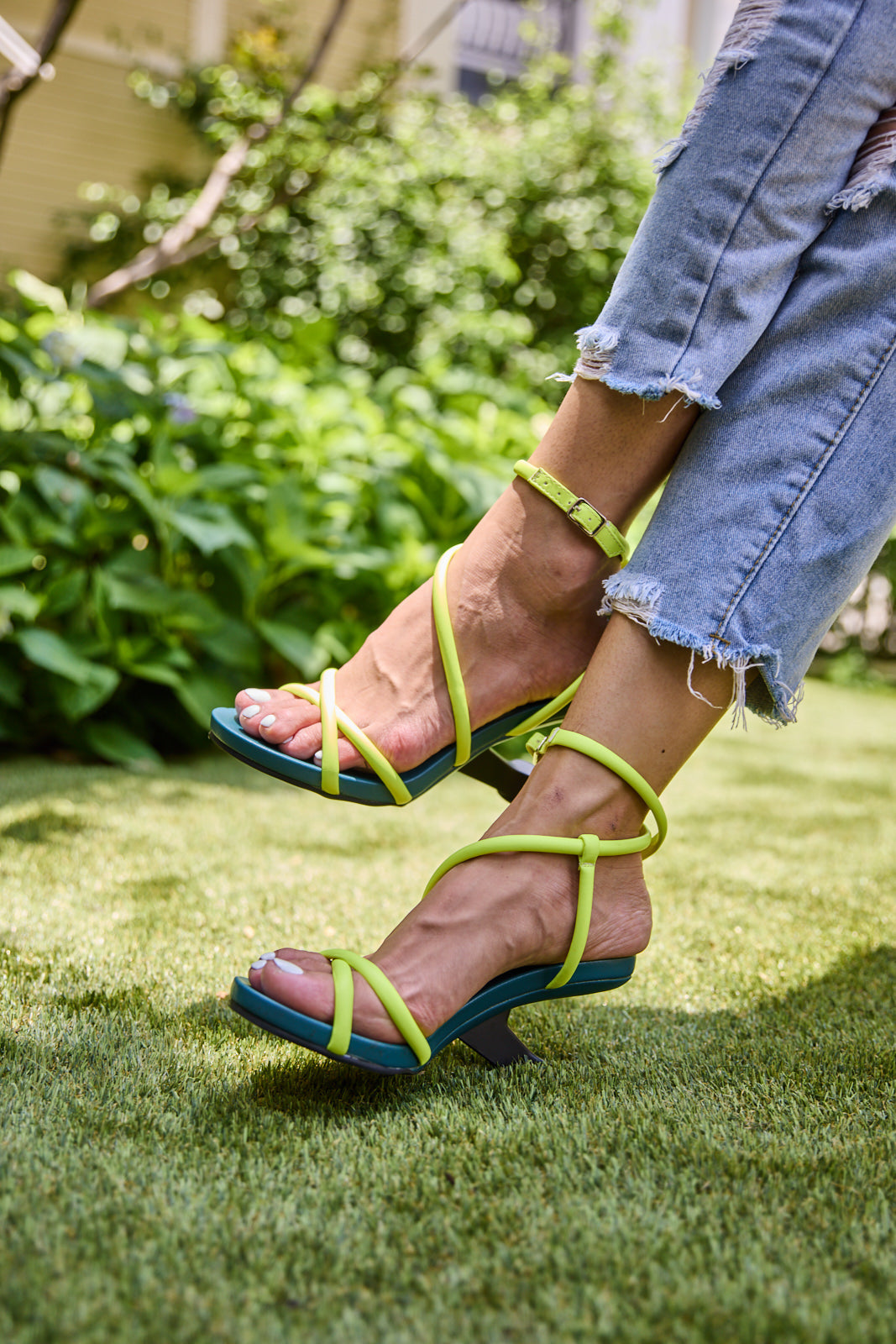 Jady Rose | Jojo Leather Strappy Heels - Green