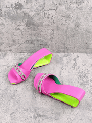 Jady Rose | Summer Somewhere Embellished Heel Slides - Pink