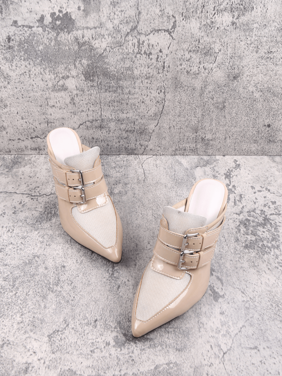 Jady Rose | Napa Leather Mule Heels - Neutral