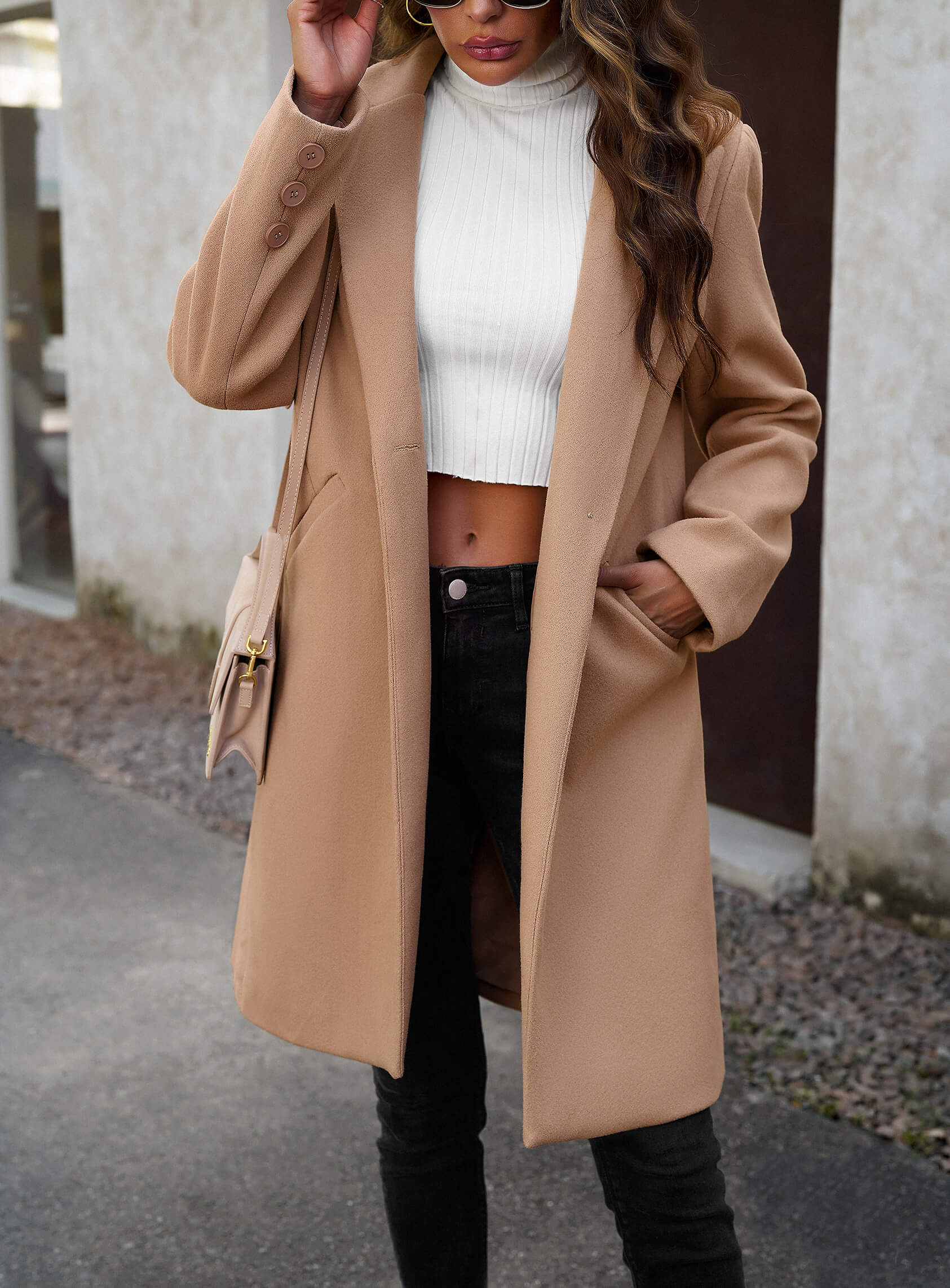 Uptown Girl Pocketed Boyfriend Jacket - Neutral