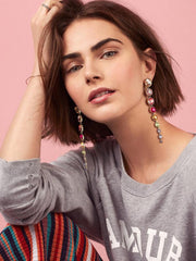 Odelia Rainbow Diamante Chain Earrings